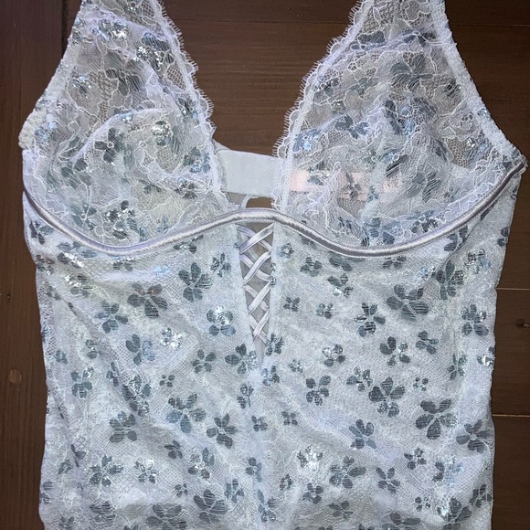 Victoria's Secret XL Light Blue Lace Teddy Bodysuit - Picture 2 of 10
